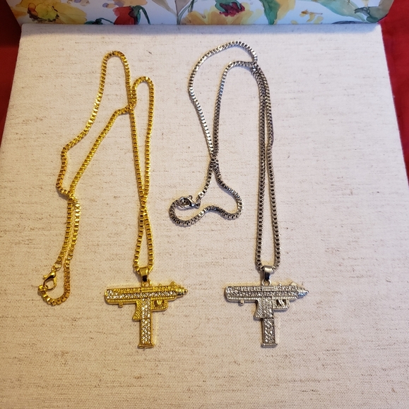 3/$24 Crystal Uzi Pendant Necklace - Picture 7 of 8